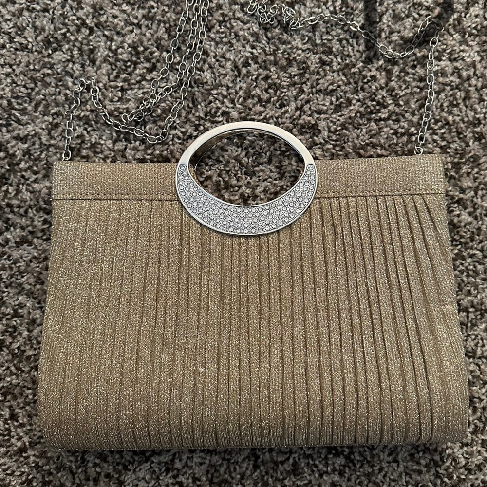 Jjs house champagne glitter diamond handle purse